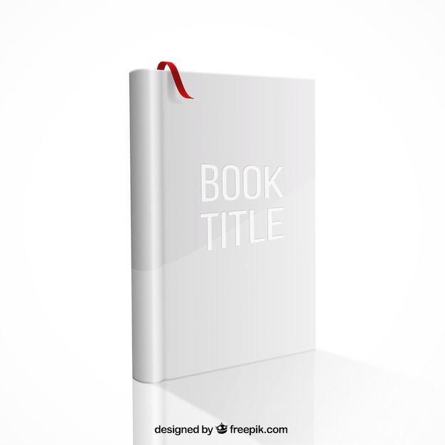 Free Vector book mockup with red ribbon