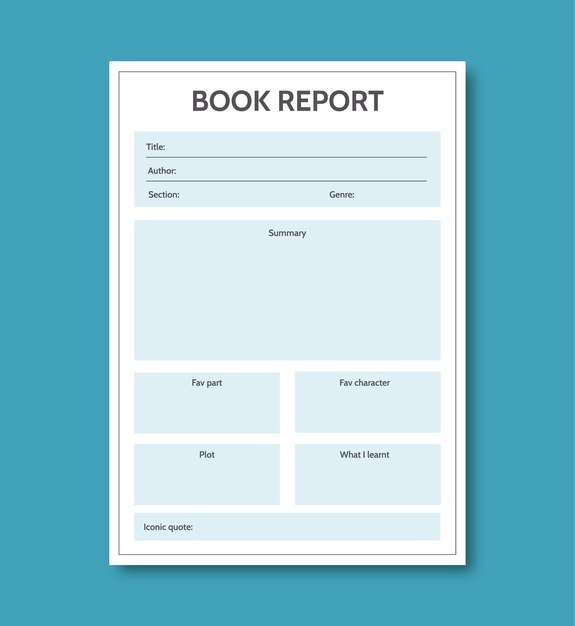 Book report template design