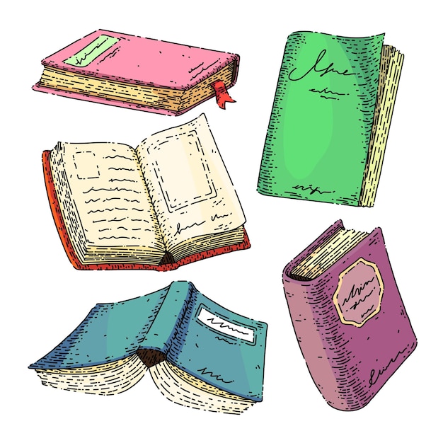 Free Vector book study set sketch hand drawn vector