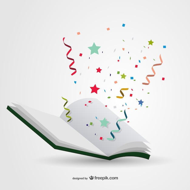 Free Vector book with confetti vector