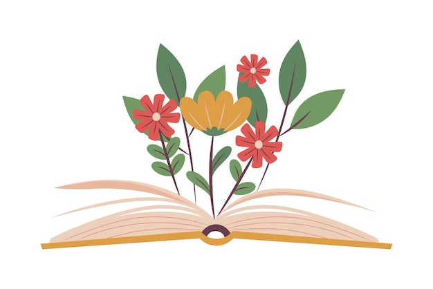 book with flowers book day icon