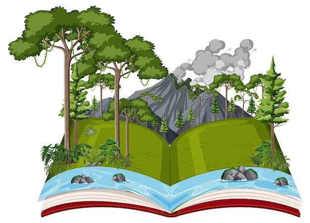 Book with forest scene