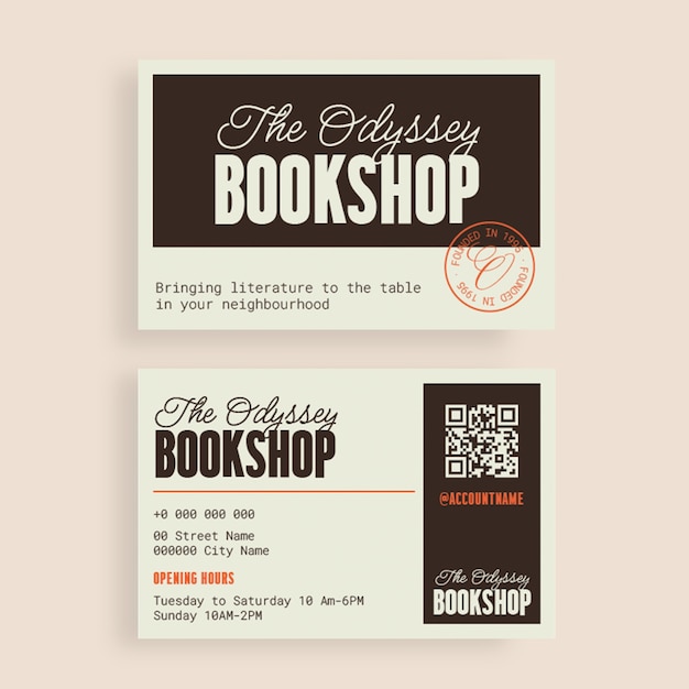 Bookstore business card template