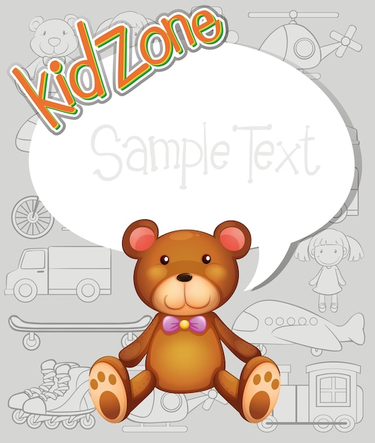 Free vector border design with teddy bear