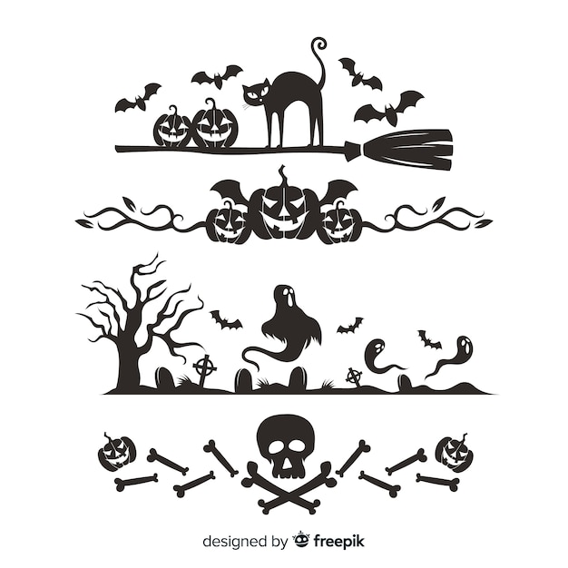 Free Vector border set for halloween