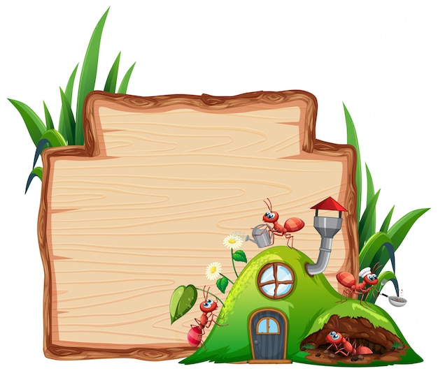 Border template design with insects in the garden background