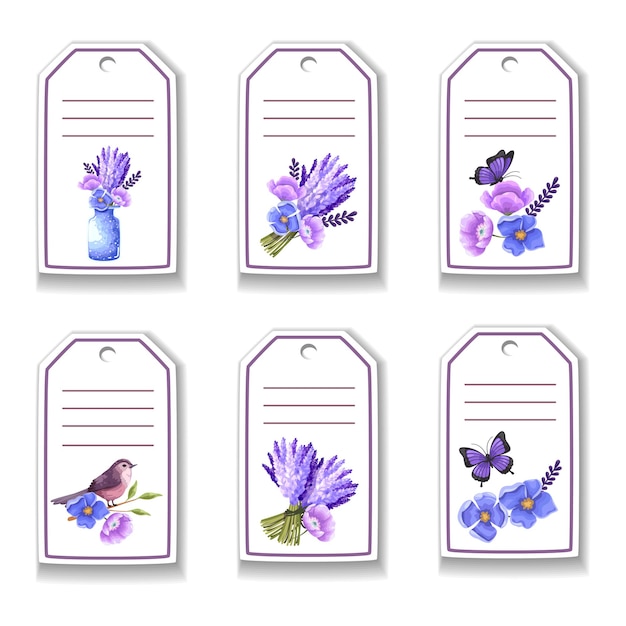 Free Vector botanic card with flowers, butterfly, birds