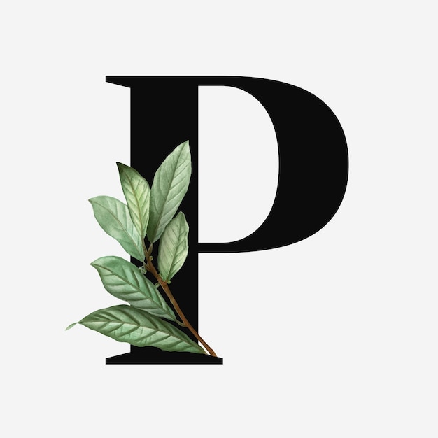 Free vector botanical capital letter p vector