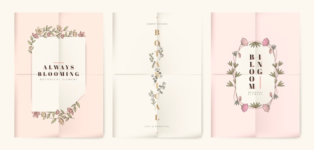 Botanical floral card set