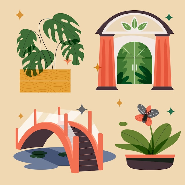 Free Vector botanical garden element collection