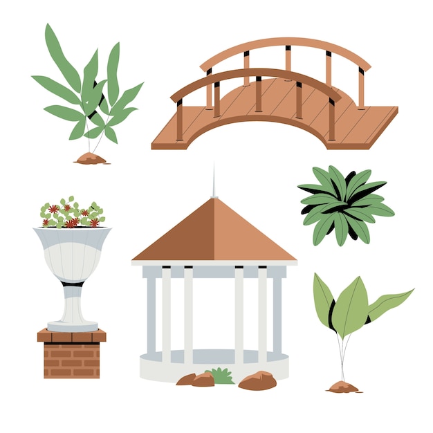 Free Vector botanical garden element collection