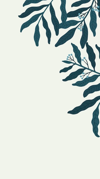 Free vector botanical leafy copy space on a cream phone background vector