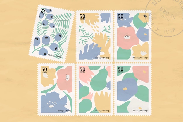 Free vector botanical stamp collection