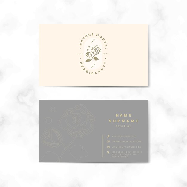 Botanical two sided name card vector