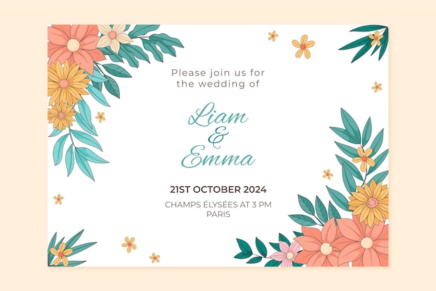 Botanical wedding invitation template