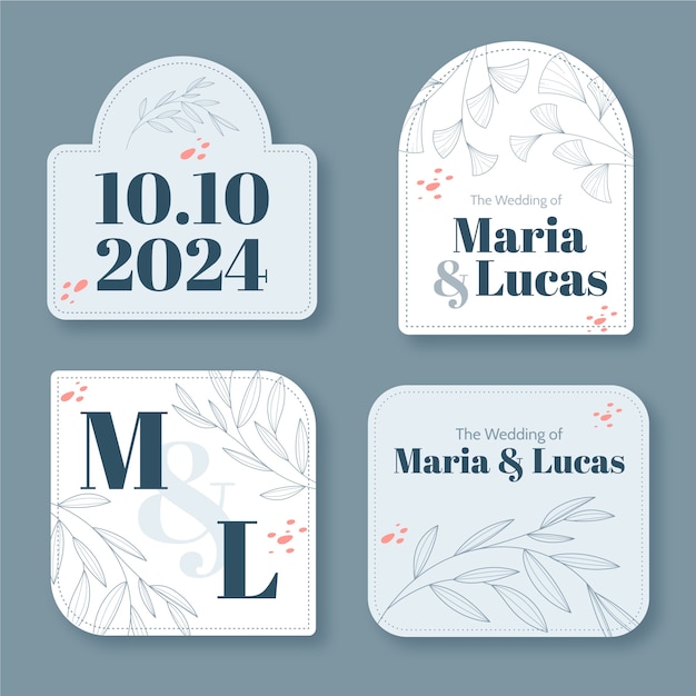 Free Vector botanical wedding  labels  template