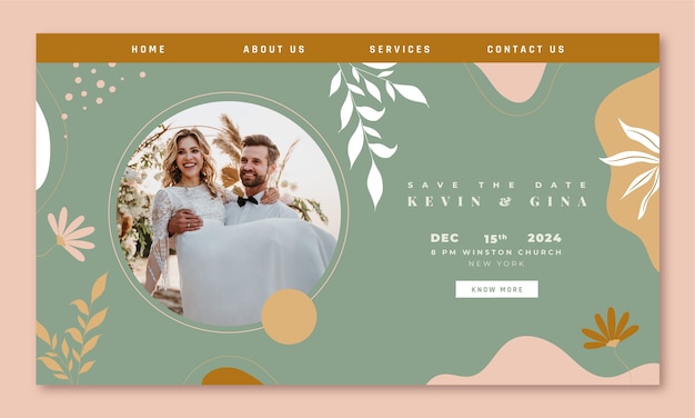 Botanical wedding landing page template