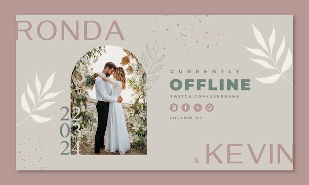 Free Vector botanical wedding twitch background