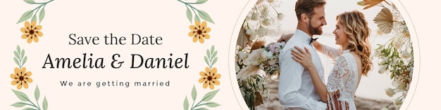 Free Vector botanical wedding  twitch banner template