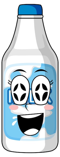 Free Vector bottle of milk with happy face