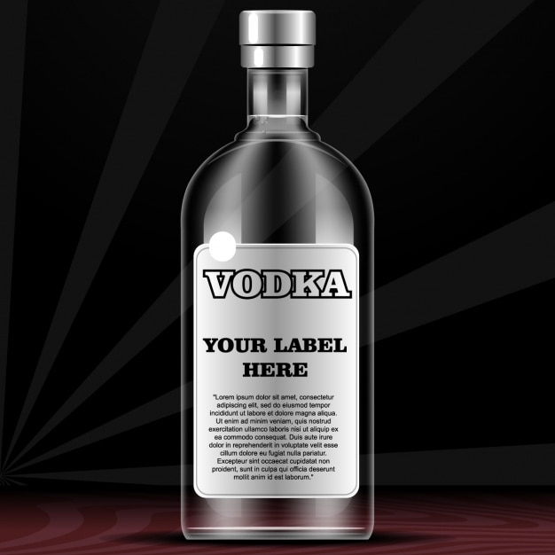 Bottle for vodka with label