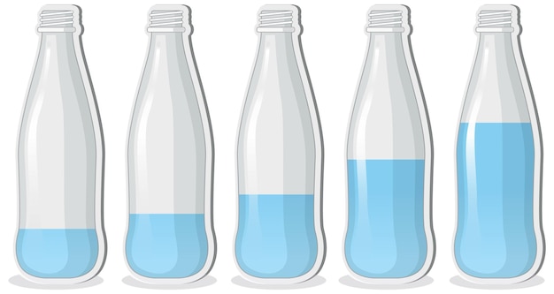 Free Vector bottle with different water levels