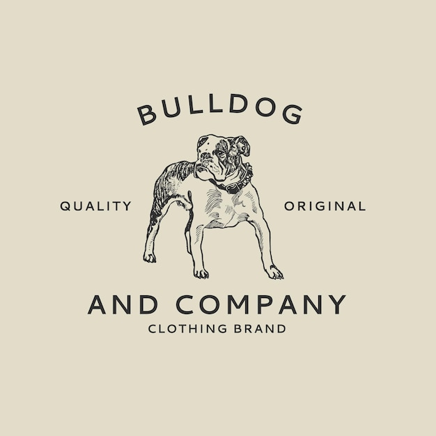 Free vector boutique business logo template with vintage bulldog, remixed from artworks by moriz jung