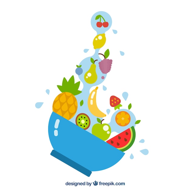 Free Vector bowl with various fruits