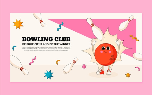 Free vector bowling game facebook post template