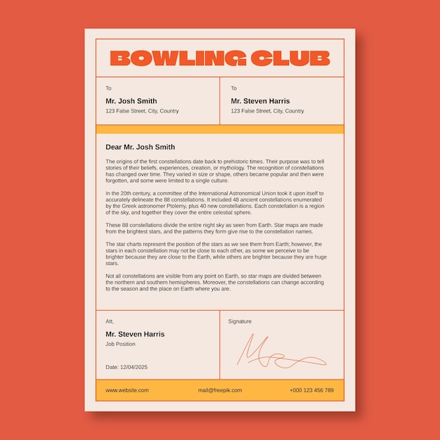 Bowling  letterhead template