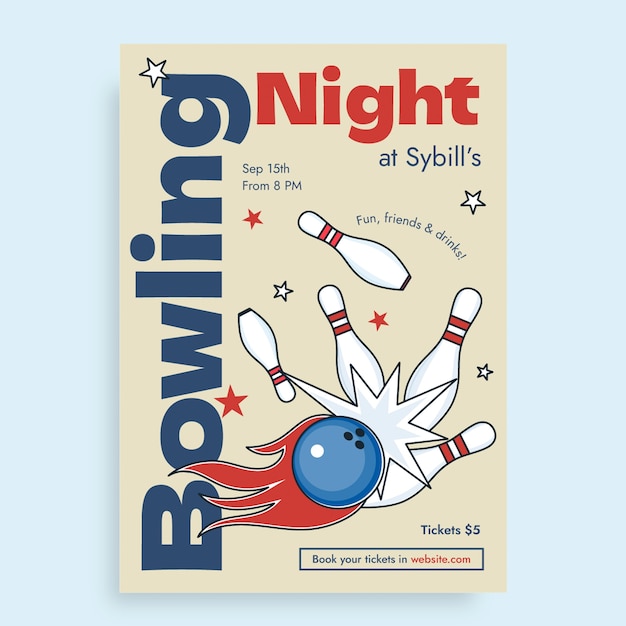 Bowling poster design template