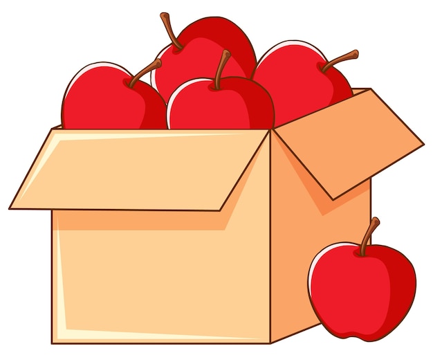 Free Vector box of red apples on white background