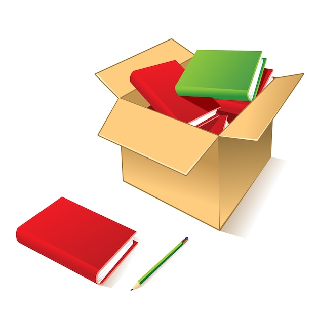 Free Vector box with books 