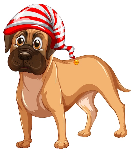 Free Vector boxer dog wearing christmas hat