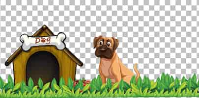 Free vector boxer dog with dog house on transparent background