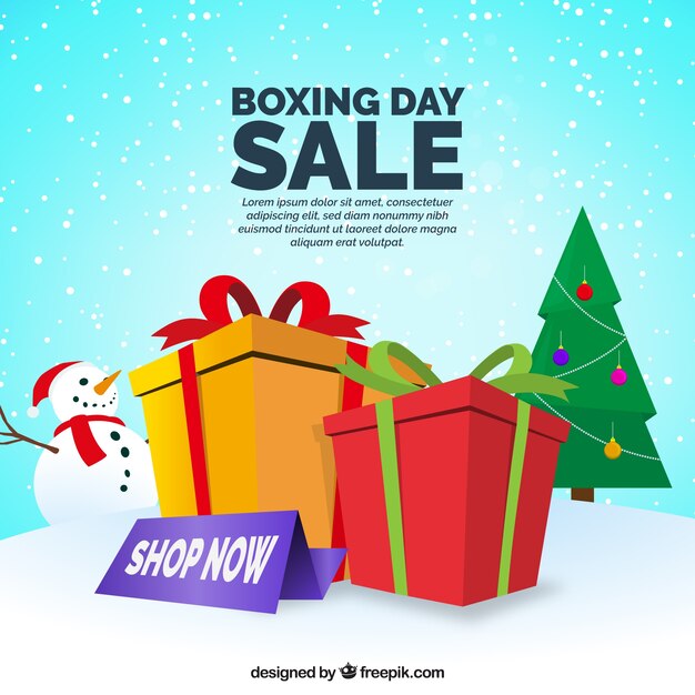 Boxing day background with gift boxes