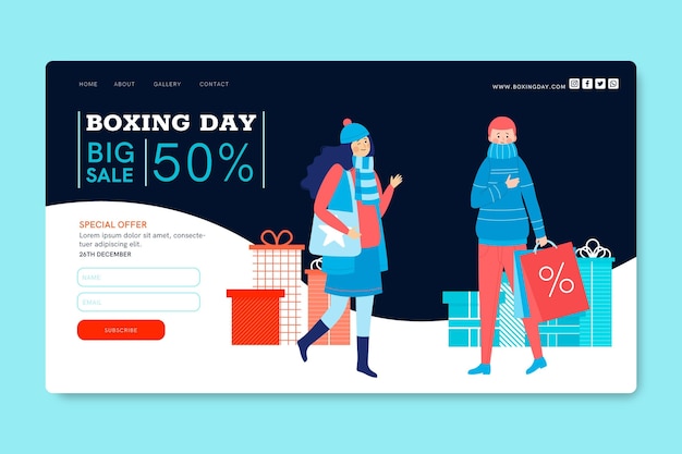 Boxing day landing page concept