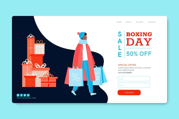 Boxing day landing page concept