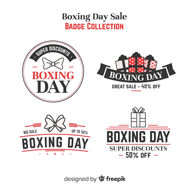 Free Vector boxing day sale badge collection