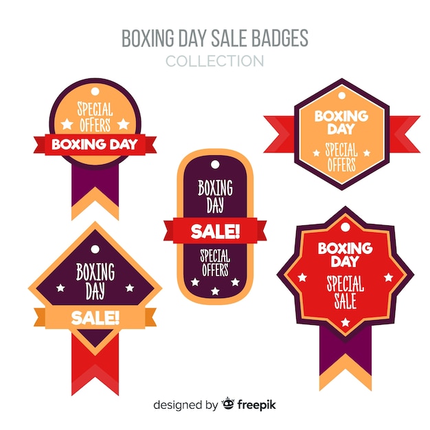 Free Vector boxing day sale badges collection