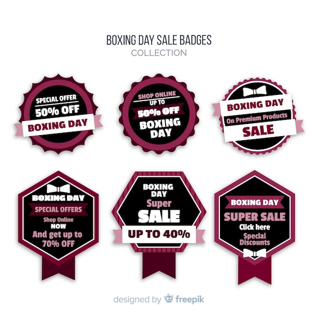 Free vector boxing day sale badges collection