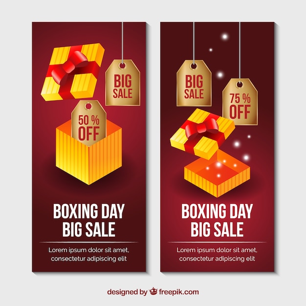 Free Vector boxing day sale banner with stars