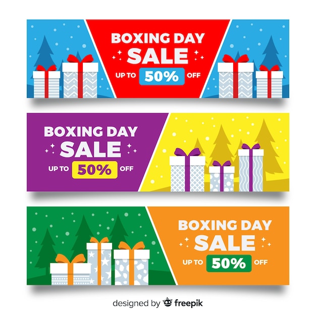 Free vector boxing day sale banners