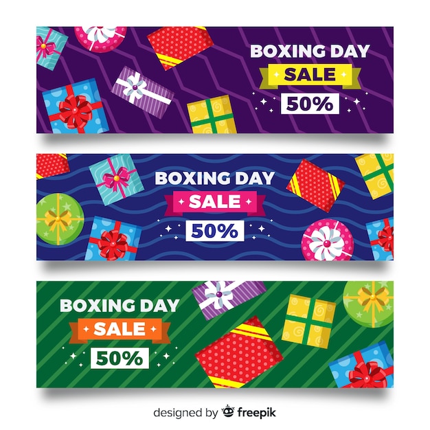 Free vector boxing day sale banners