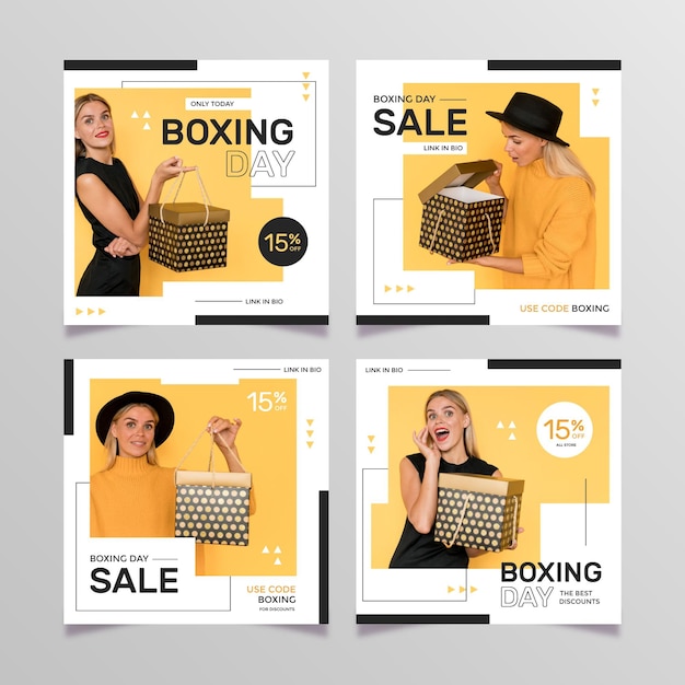 Free Vector boxing day sale instagram post collection