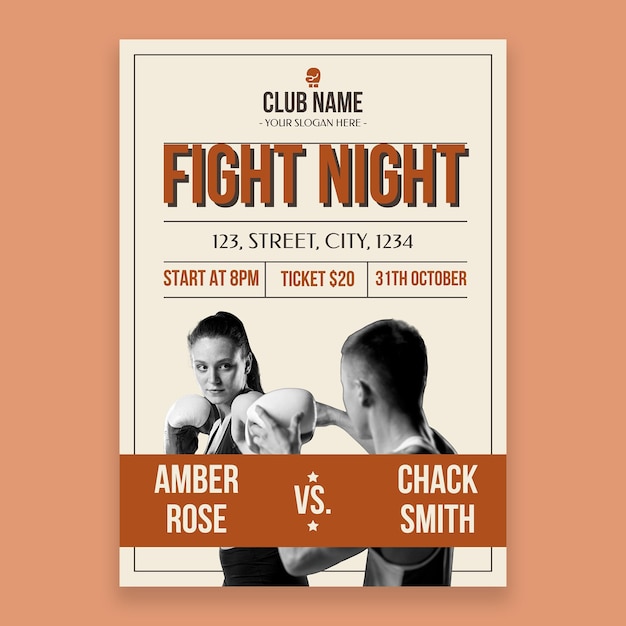 Boxing fight night poster template