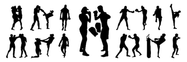 Boxing silhouette pack of kickbox silhouettes