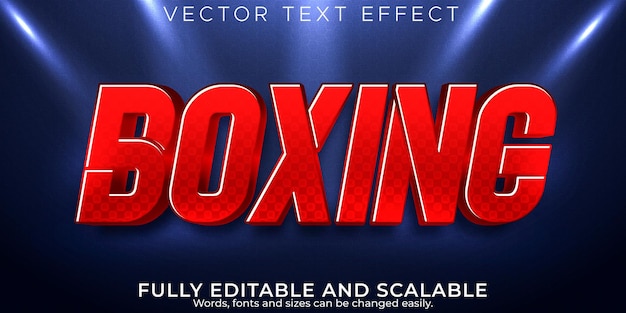 Boxing sport text effect editable red and power text style