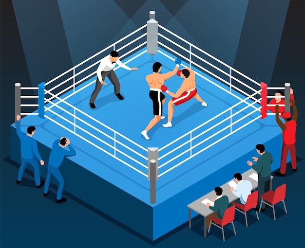 Free Vector boxing tournament isometric composition