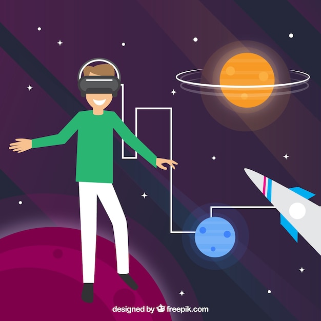 Free Vector boy background in virtual space